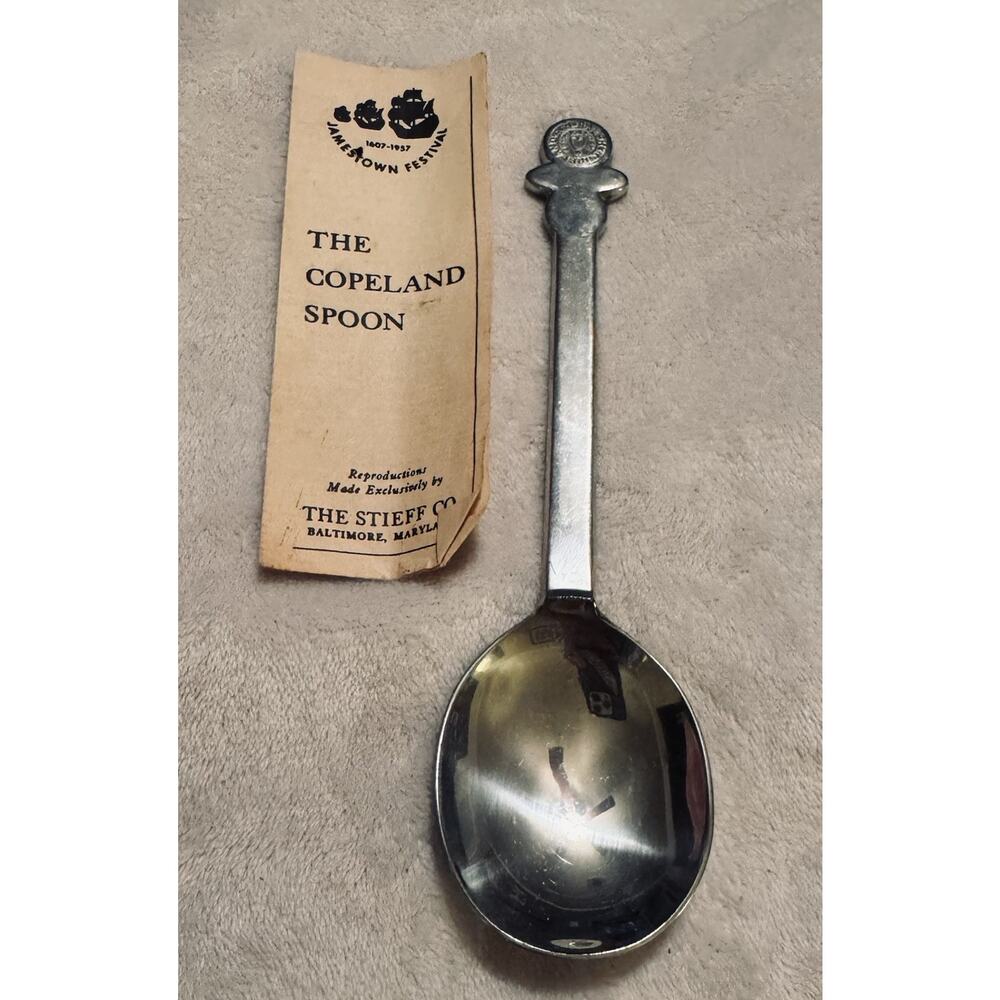 Stieff Joseph Copeland 1675 Chuckatuck Pewter Souvenir Spoon 8” Williamsburg